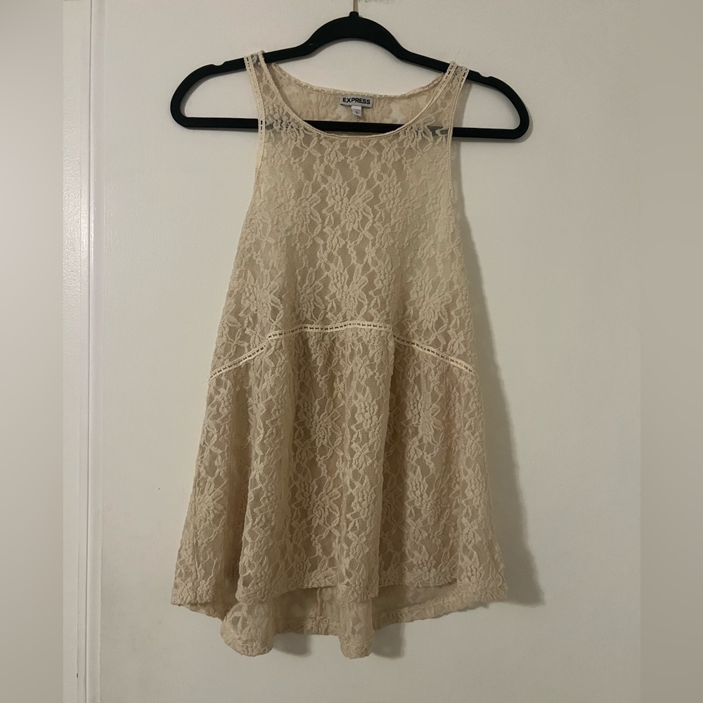 Express Beige Lace Swing Tank Top size L (B111)